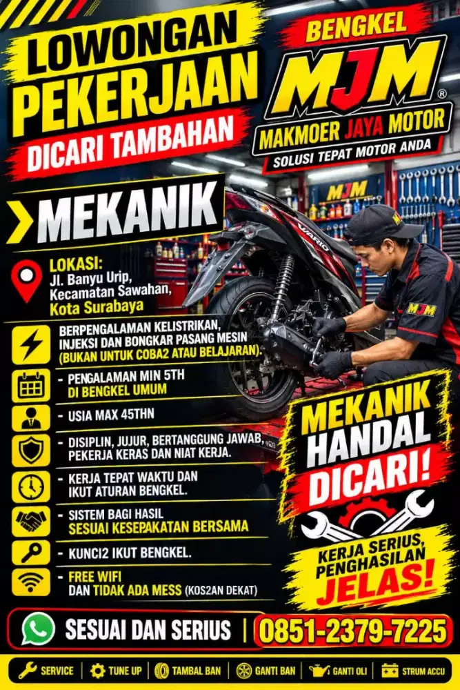 Di cari MEKANIK yang Berpengalaman
