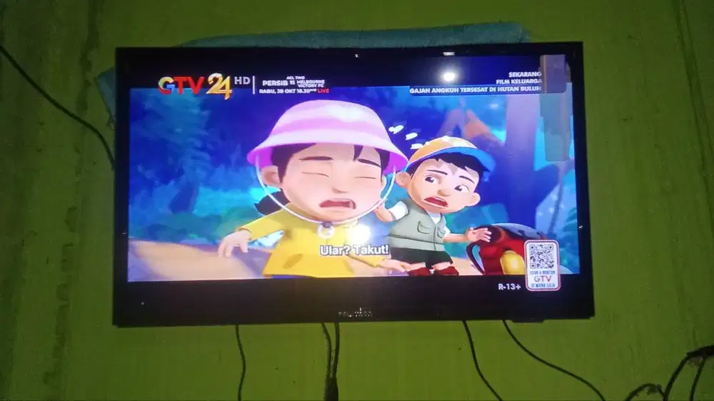 Polytron led 32 inchi dan antena dalam ruangan advance umur  2 tahun