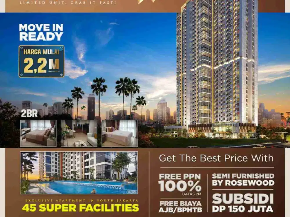 DIJUAL APARTEMEN PERMATA HIJAU SUITES SUDAH PLUS FURNISHED BY ROSEWOOD