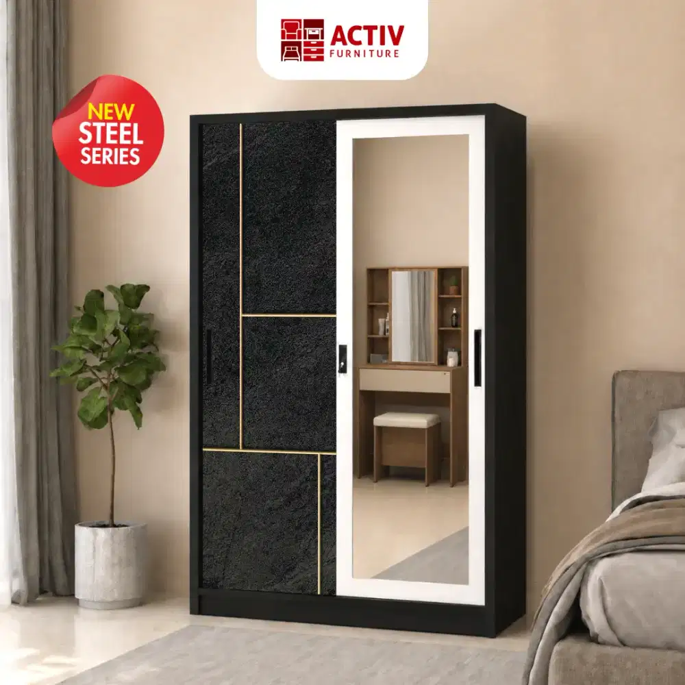 Lemari Pakaian Besi 2Pintu Sliding