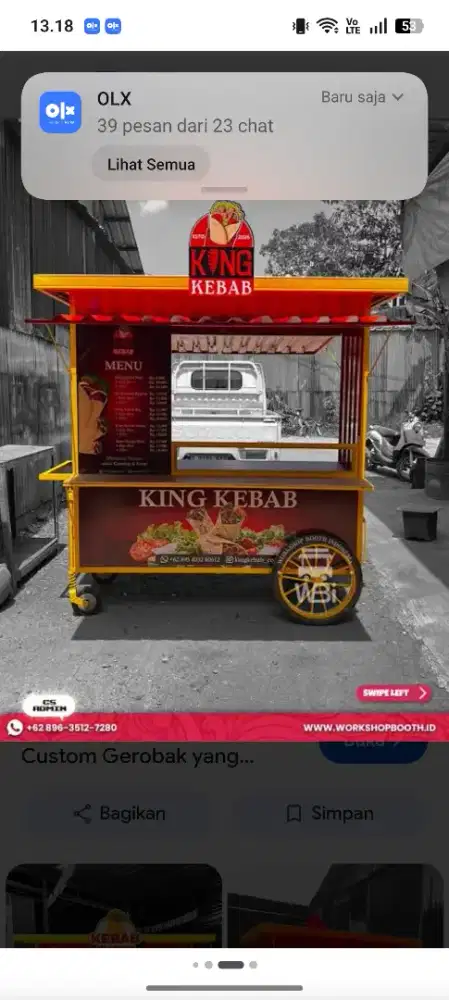 Di Cari karyawan yg jagain warung kebab bisa lipat BKIN kebab
