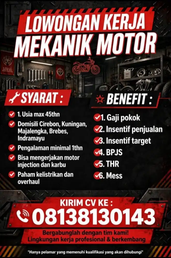 Lowongan mekanik motor