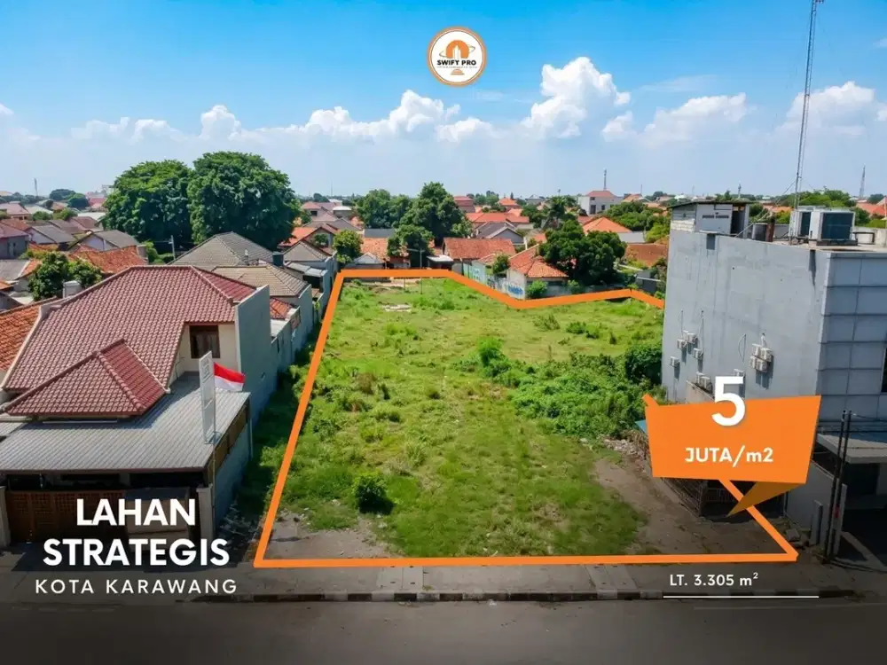 Jual Lahan Strategis Karawang Dekat Perkantoran 5 Juta/m2