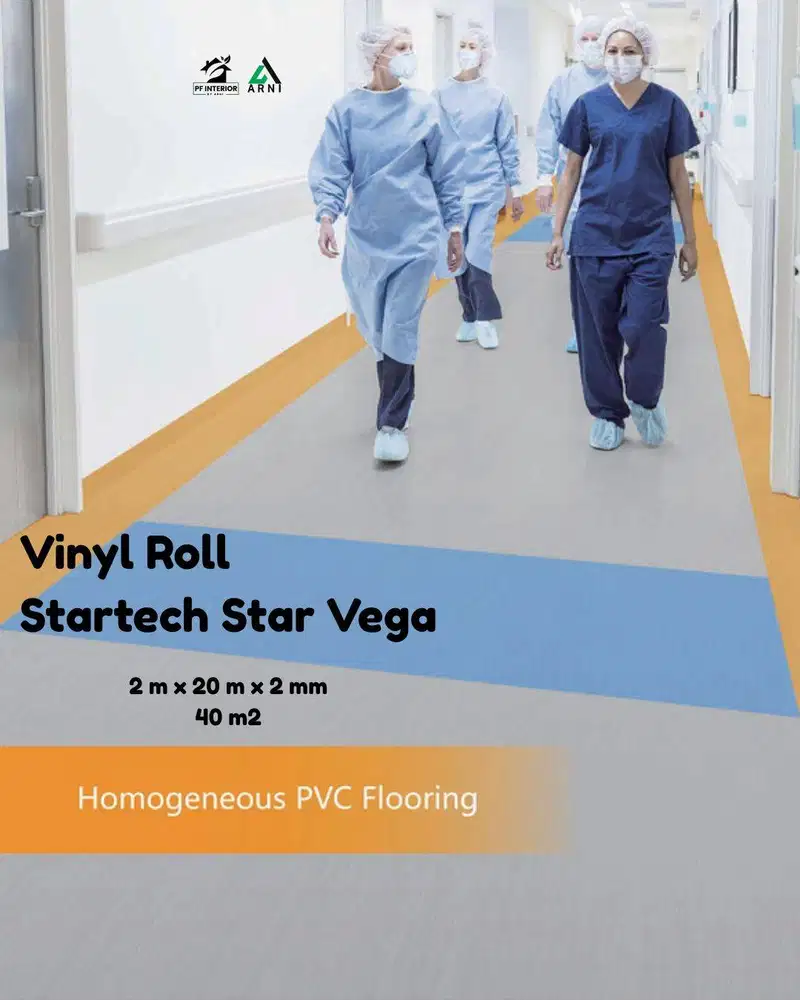 Vinyl Roll Startech Star Vega 2mm Homogeneous PVC Flooring Lantai Ruma