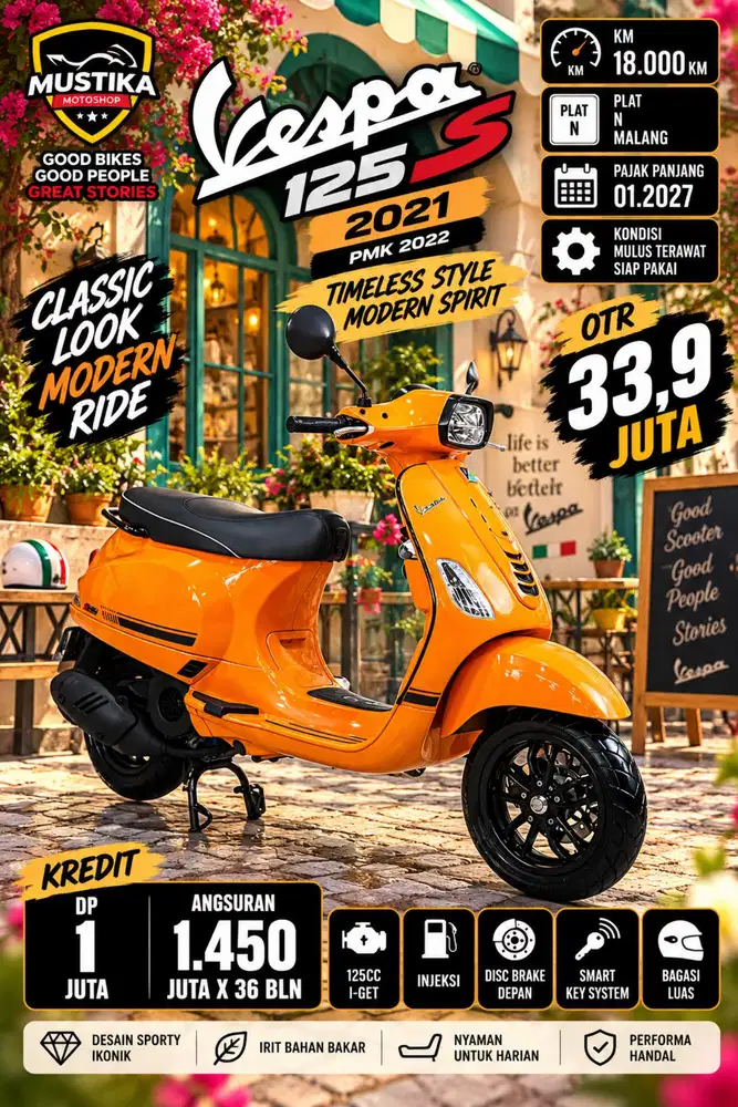 Termurah‼️Vespa S 125 2021 igets. KM 18RB. DANNY Mustika Sulfat