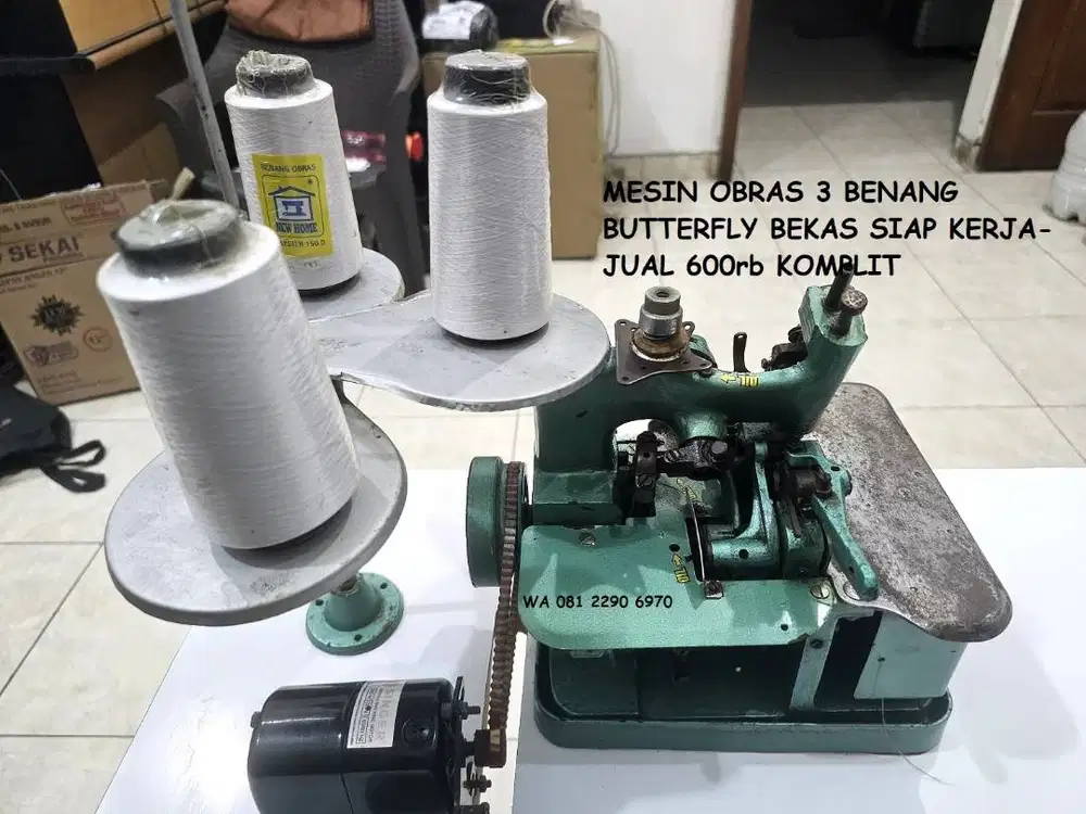 Mesin Obras Butterfly 3 Benang komplit jual cepat