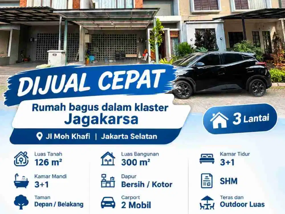 Dijual cepat
Rumah bagus dalam klaster Jagakarsa
Jl Moh Khafi
Jakarta selatan