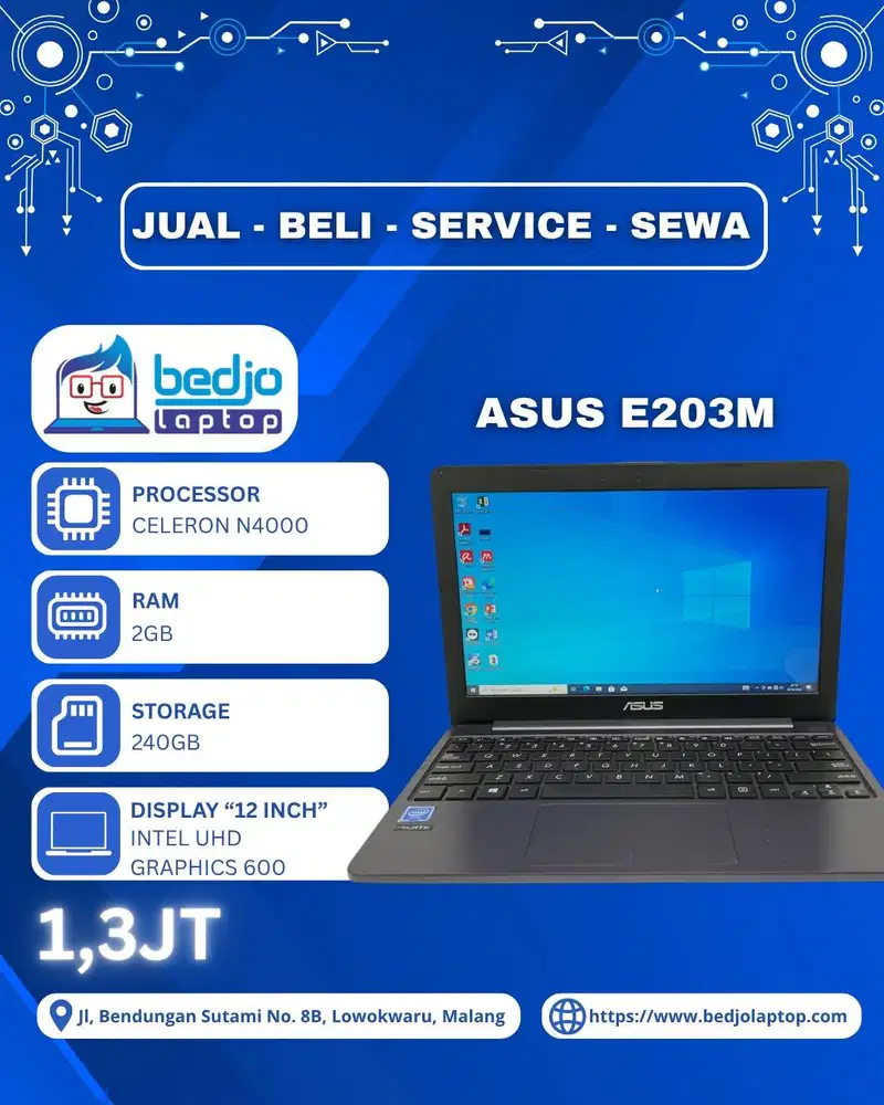Laptop Mini Super Hemat untuk Aktivitas Harian, ASUS E203M Celeron N