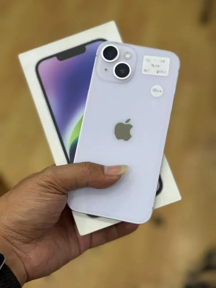 Iphone 14 128Gb purple second resmi ibox bh 93% mulus no minus