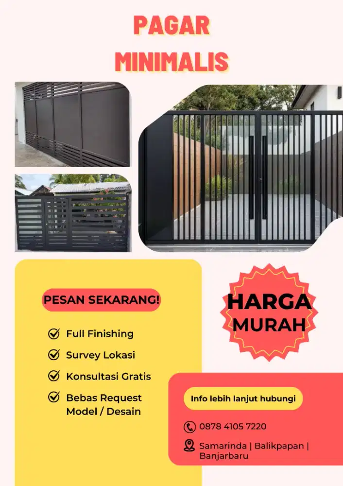 JUAL PAGAR BESI MINIMALIS CUSTOM HARGA MURAH FREE SURVEY