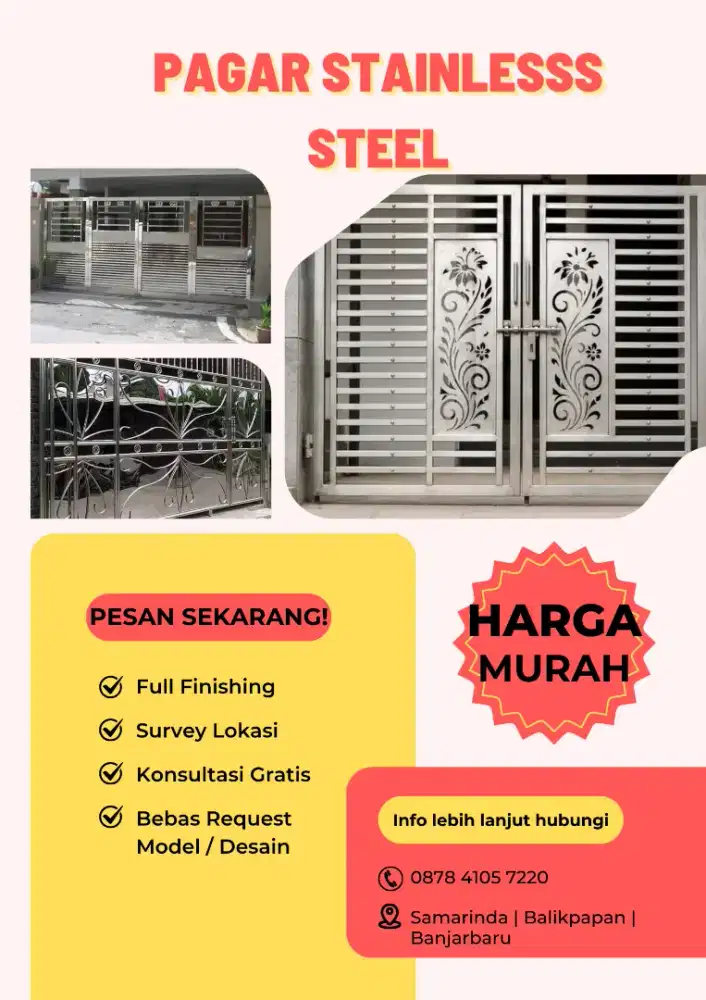 JUAL PAGAR STAINLESS STEEL MINIMALIS CUSTOM HARGA MURAH
