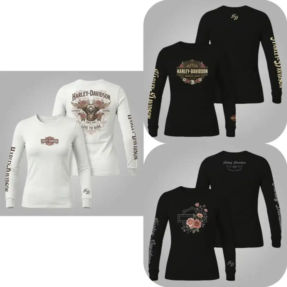 Kaos cwe Harley Davidson lengan panjang