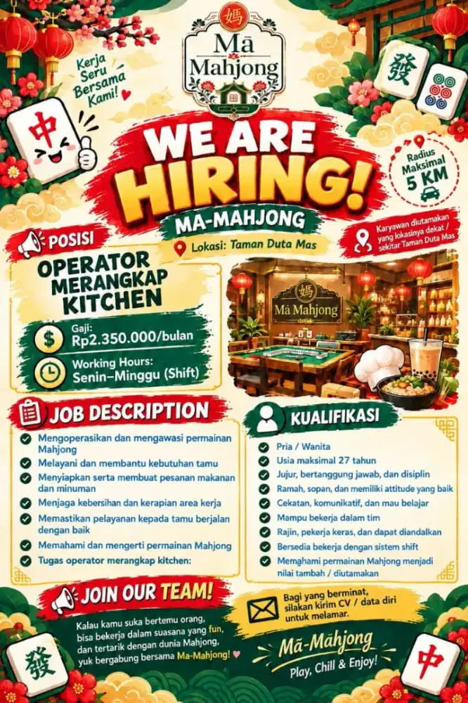 Lowongan Kerja Mā Mahjong Dutamas