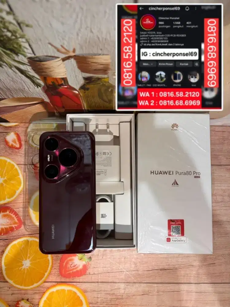 Hp likenew Huawei Pura 80 Pro 12/512 istimwa fulset original grs resmi