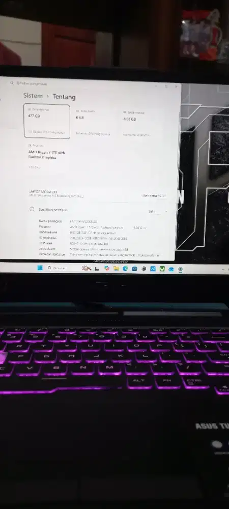 Asus tuf a15, pemakaian 1 bulan