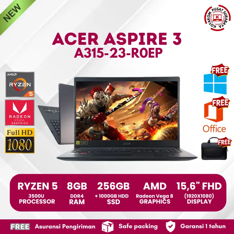 ACER ASPIRE 3 A315-23-R0EP MULTITASKING RYZEN 5 3500U 8GB 256GB 15,6