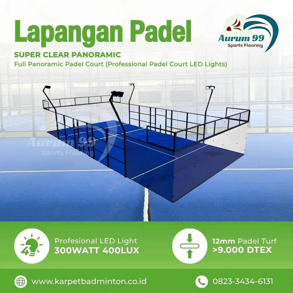 Lapangan Padel Panoramic Court | 1 Set Premium (Super Clear)