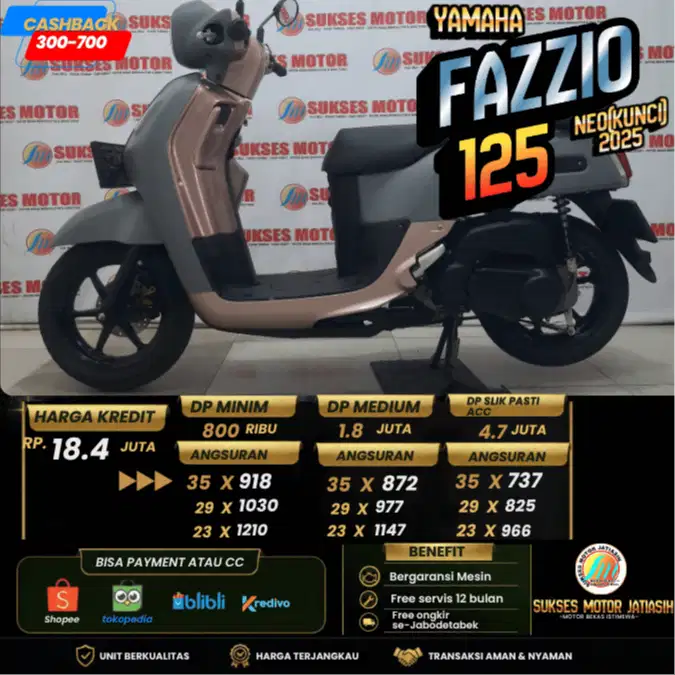 YAMAHA FAZZIO NEO(KUNCI) 2025 PLAT BEKASI KOTA BISA CASH & KREDIT