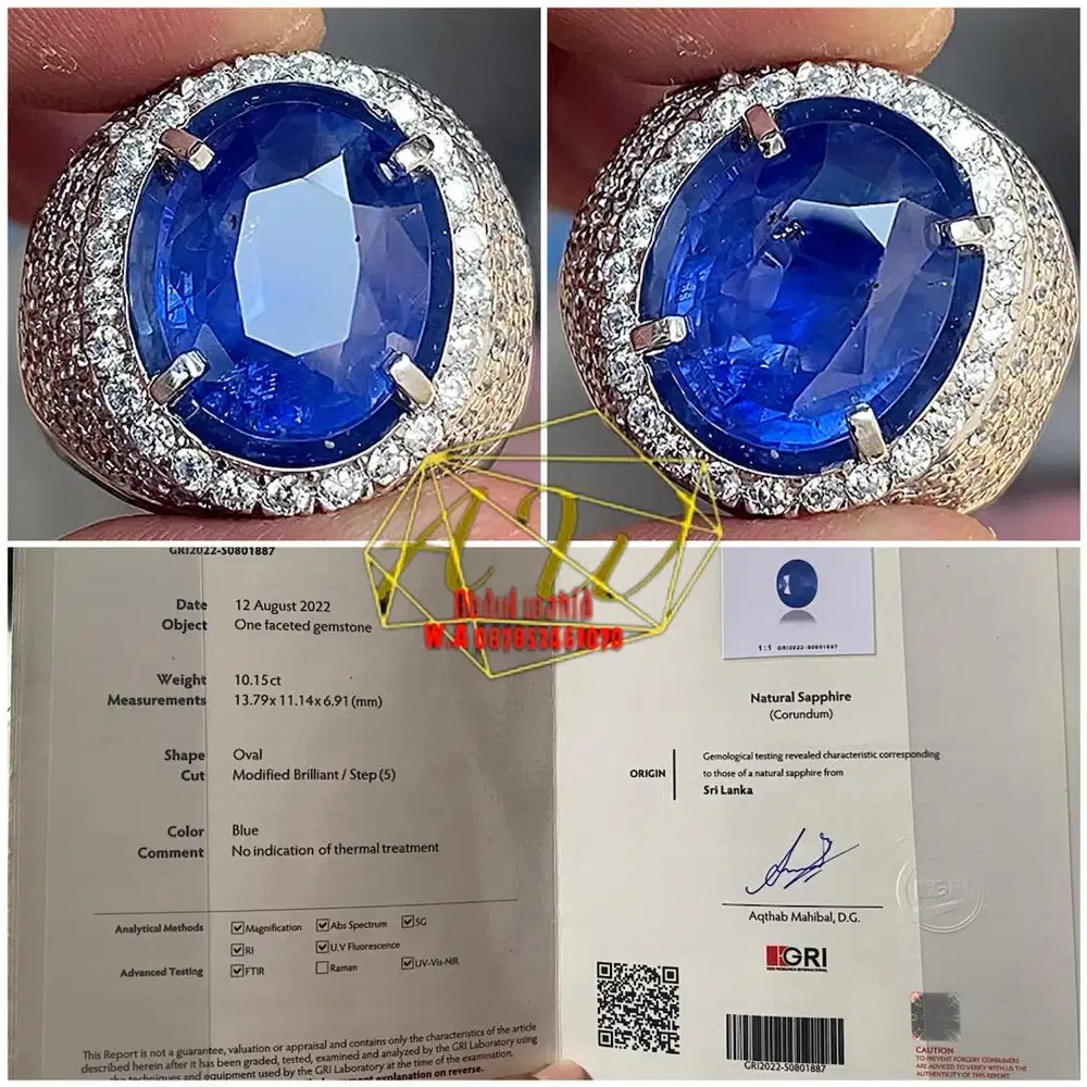 Hq blue sapphire no heated srilanka 10.15carat big table