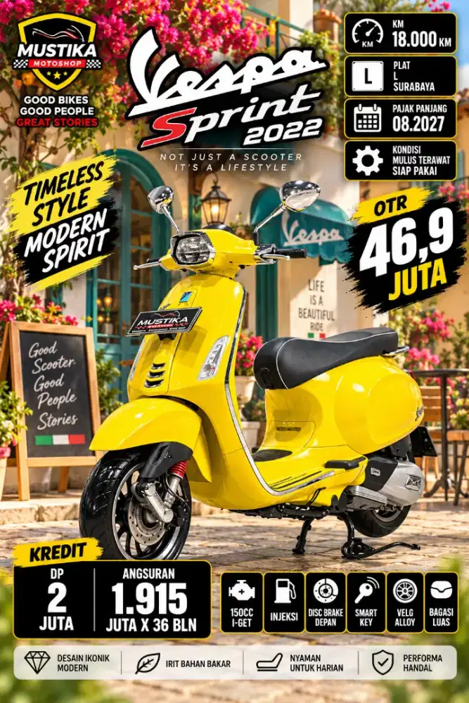 Km 18rb‼️Vespa Sprint 150 ABS 2022. DANNY Mustika Sulfat