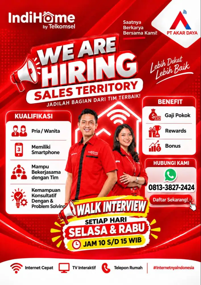 Masih tersedia lowongan marketing IndiHome area Bantul