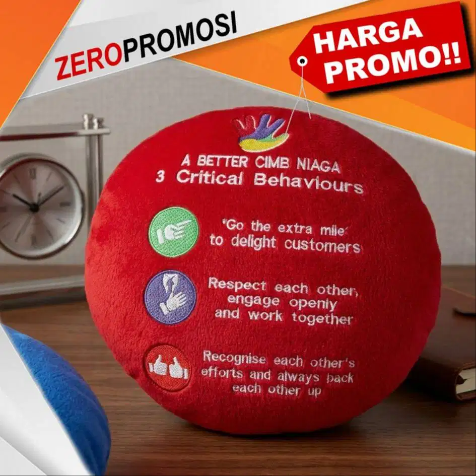 Bantal Bulat Custom Bordir Diameter 38 cm Souvenir Unik dan Nyaman unt