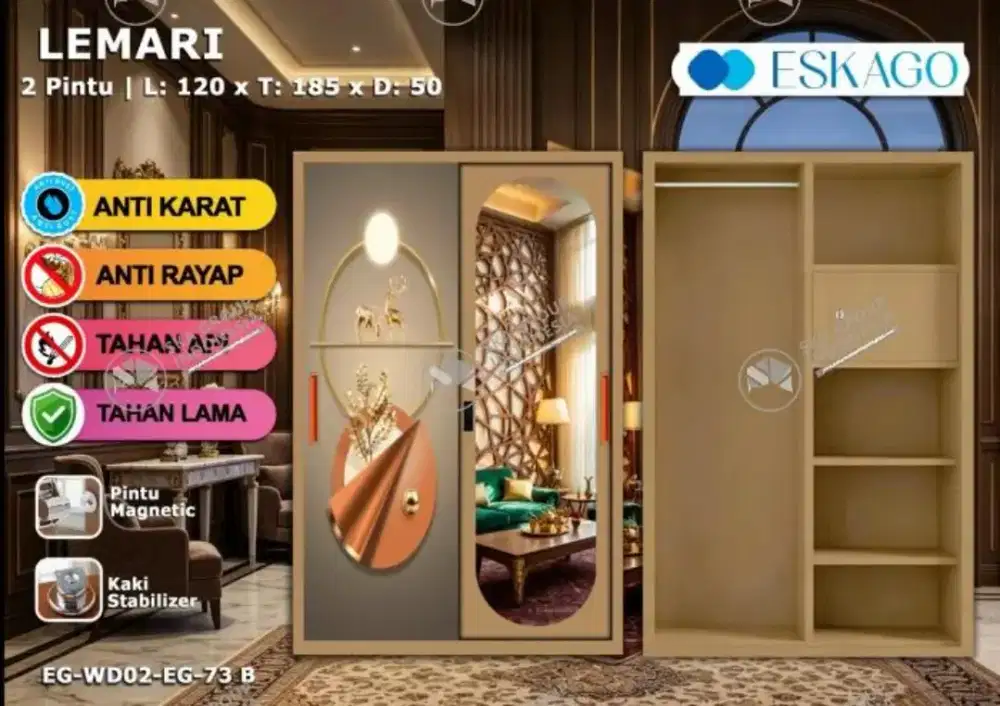 Lemari pakaian 2 pintu 1,111