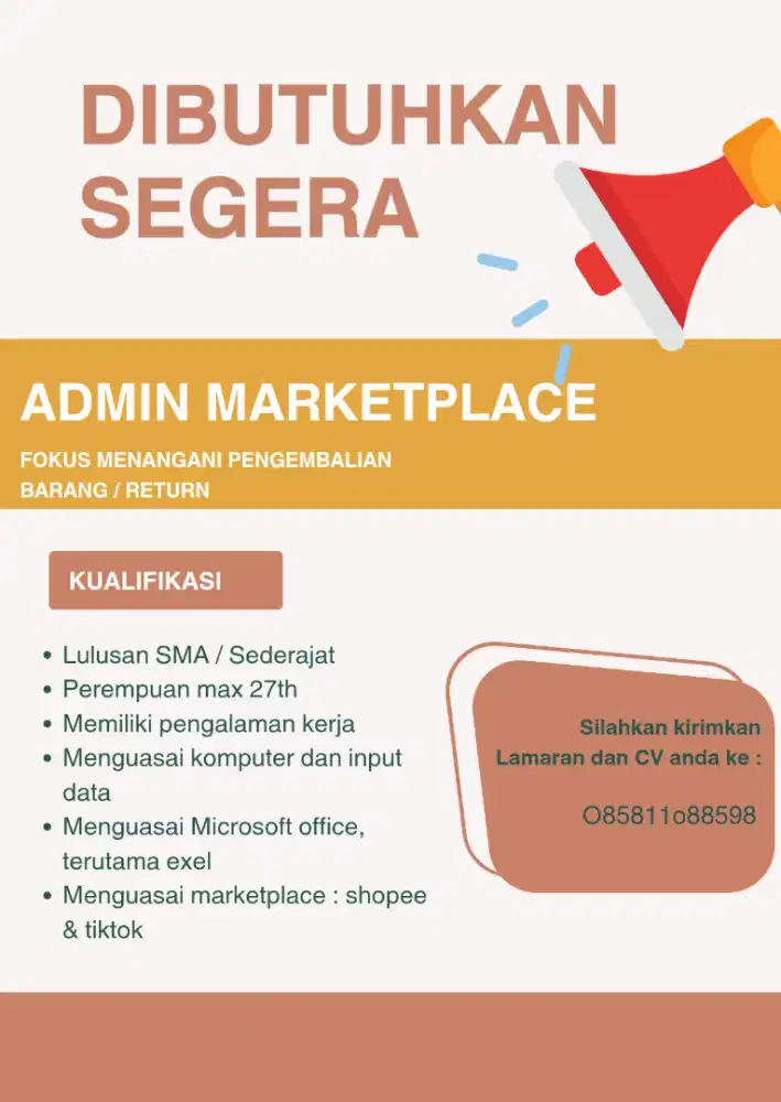 Dibutuhkan segera