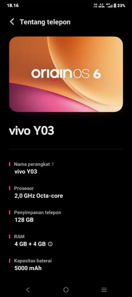 Jual cepat vivo Y03