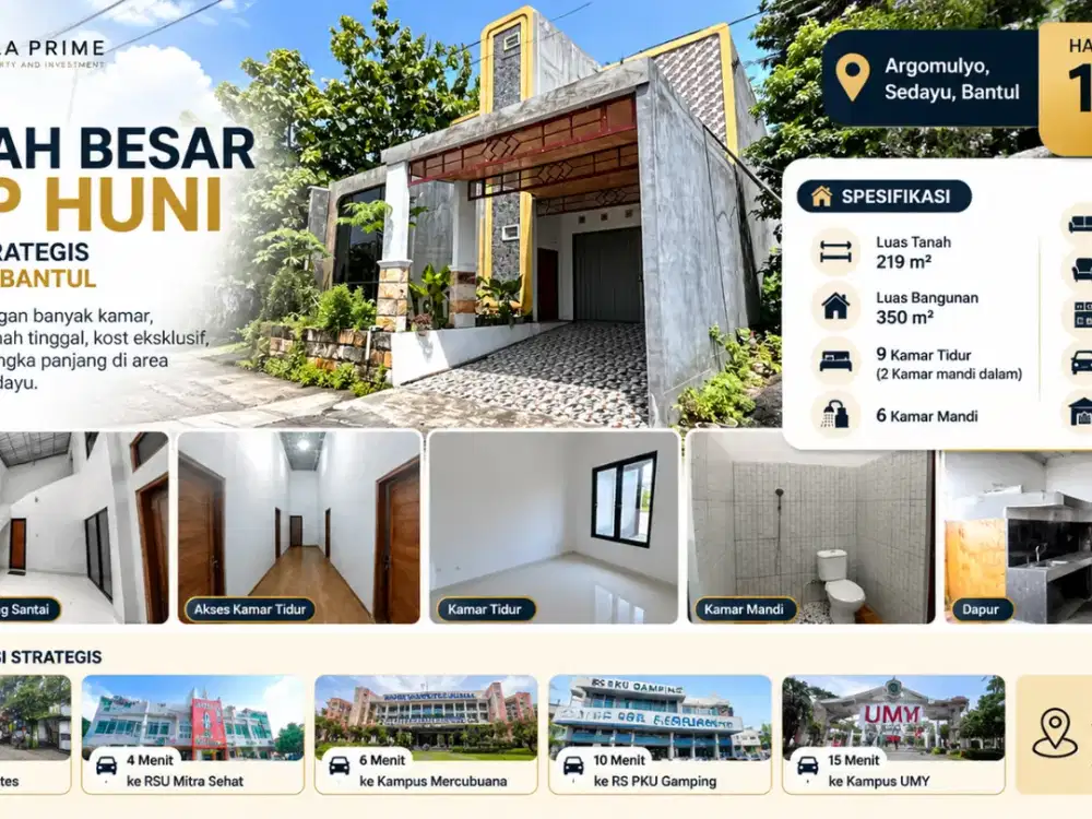 Dijual Rumah Kost Jogja Strategis Dekat Kampus Mercu Buana