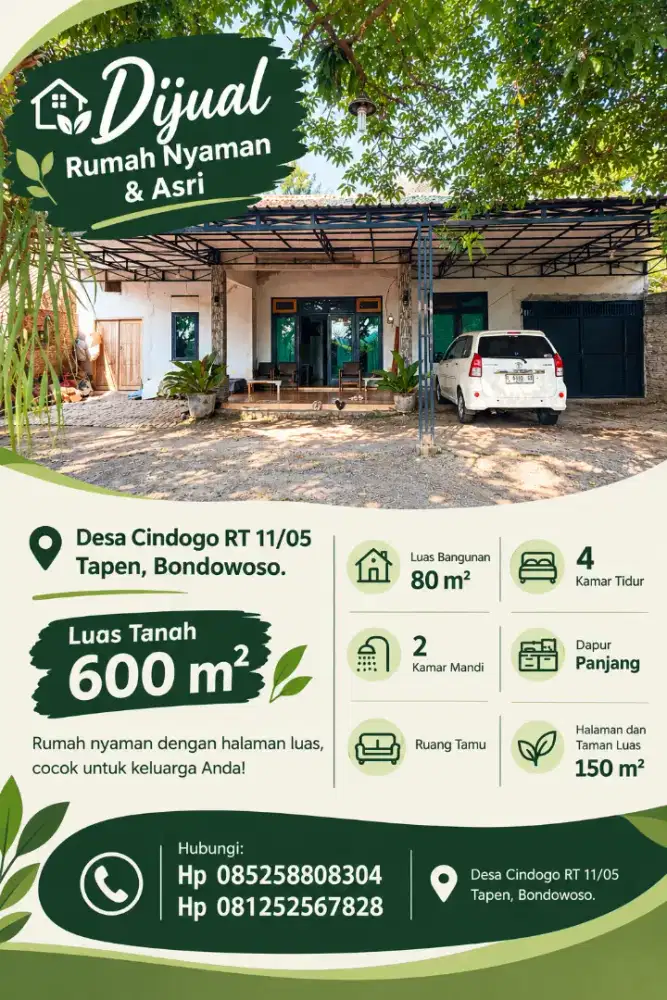 Dijual tanah dan rumah siap huni
