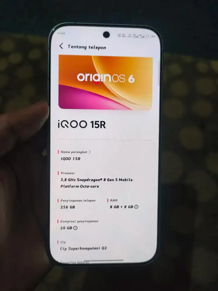 Iqoo 15R 8/256 Fulset Baru Sebulan