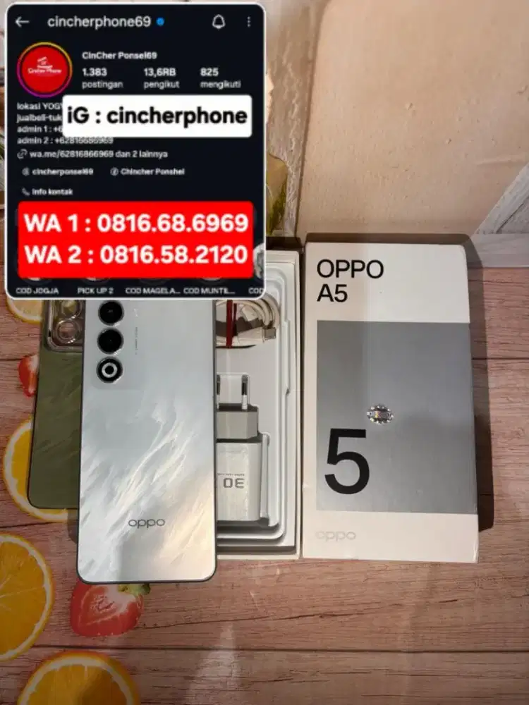 Jual HP OPPO A5 2025 8/128 istimewa fullset original tinggal pakai