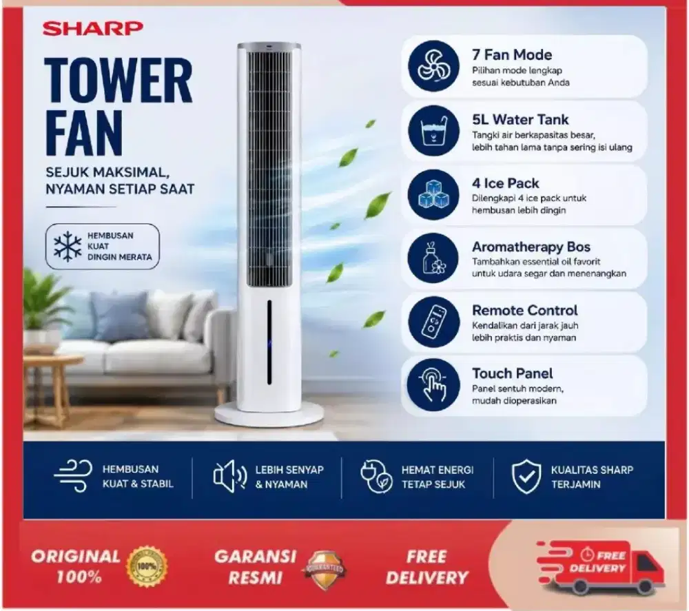 TERMURAH ! CASH&KREDIT SHARP PJR45TYW AIRCOOLER 5L+REMOTE