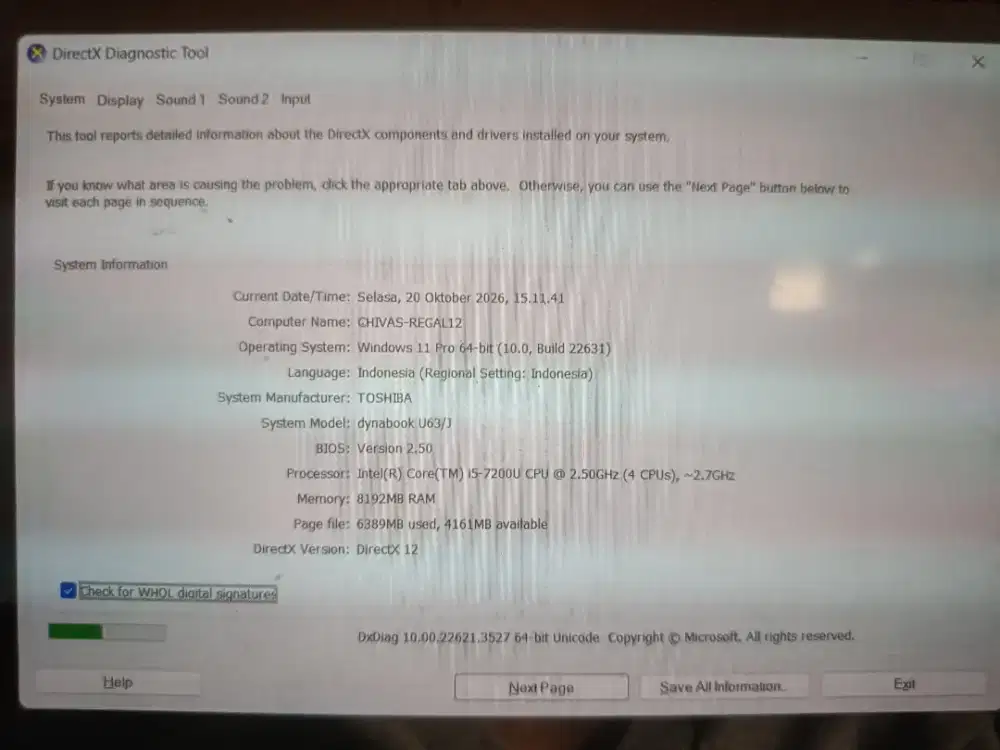 Jual laptop Toshiba Dynabok core i5