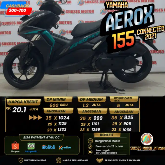 YAMAHA AEROX 155 CONNECTED 2021 BISA CASH DAN KREDIT ATAU PAYLATER