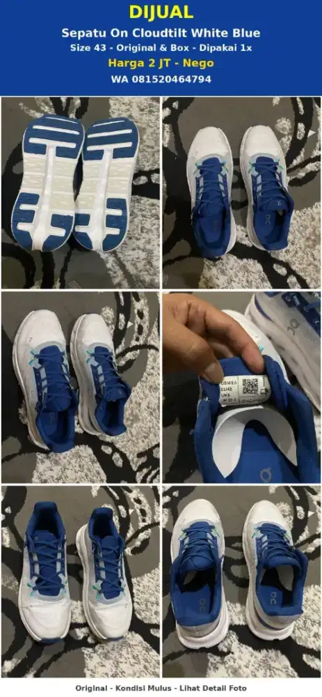 On cloudtilt white blue size 43