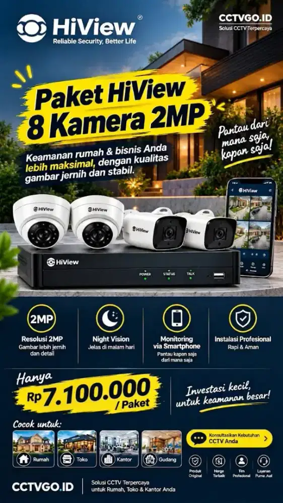 Hiview kamera keamanan free pemasangan