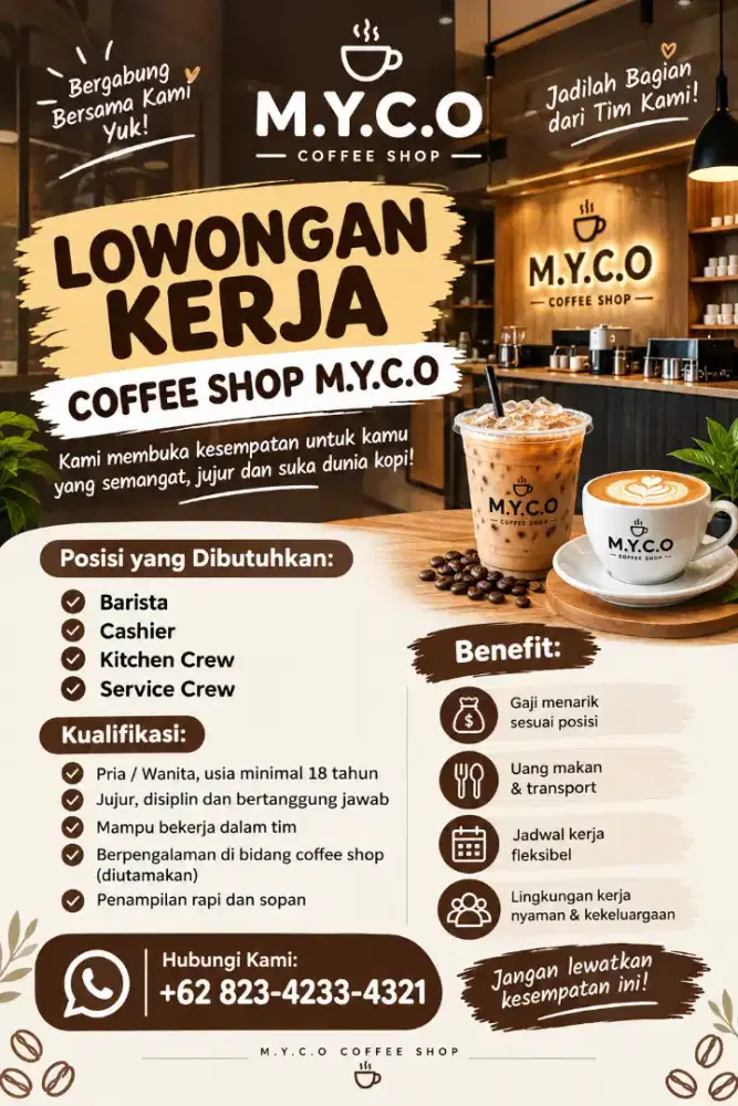 LOWONGAN KERJA M.Y.C.O COFFE SHOP