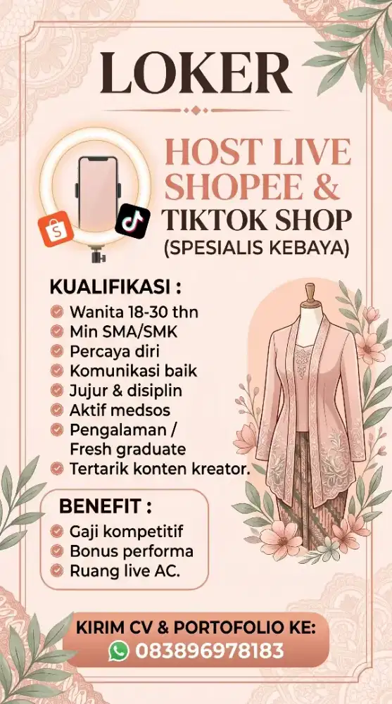 HOST LIVE SHOPEE & TIKTOK SHOP (SPESIALIS KEBAYA)