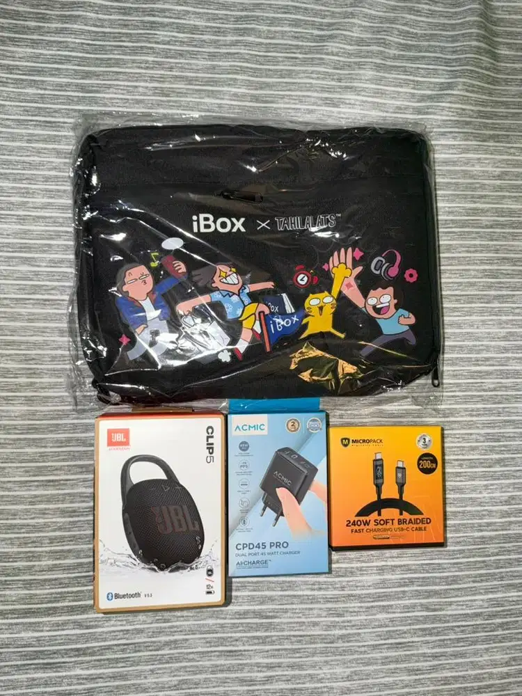 All in portable speaker JBL, port & cable charger USB C - A, bag Ibox