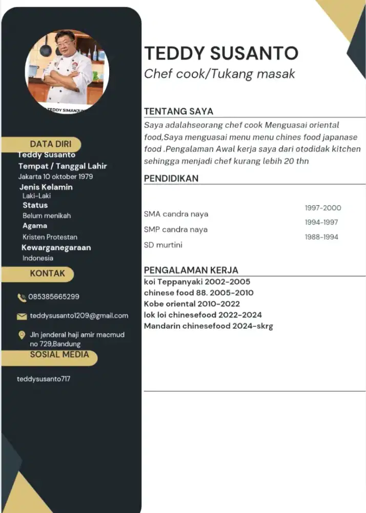 Chef cook/koki/Tukang masak