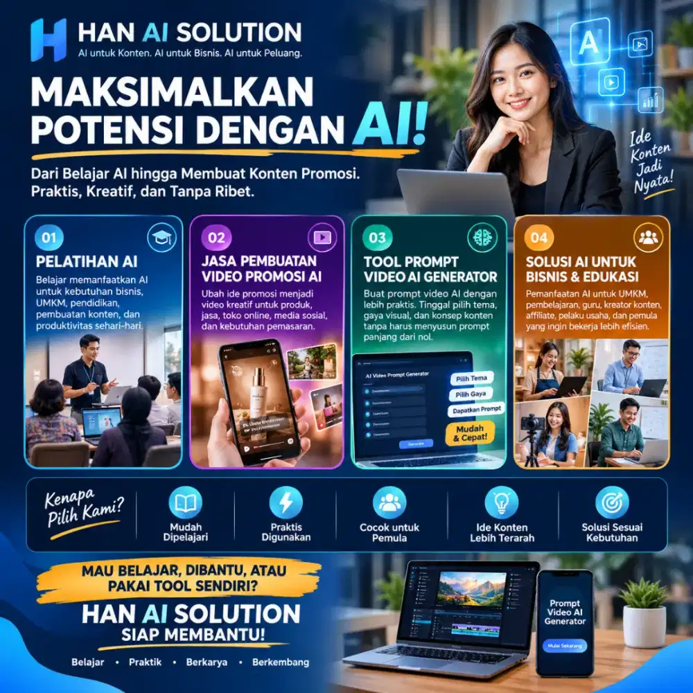 HAN AI SOLUTION – Belajar AI, Bikin Video Promosi, Tanpa Ribet!