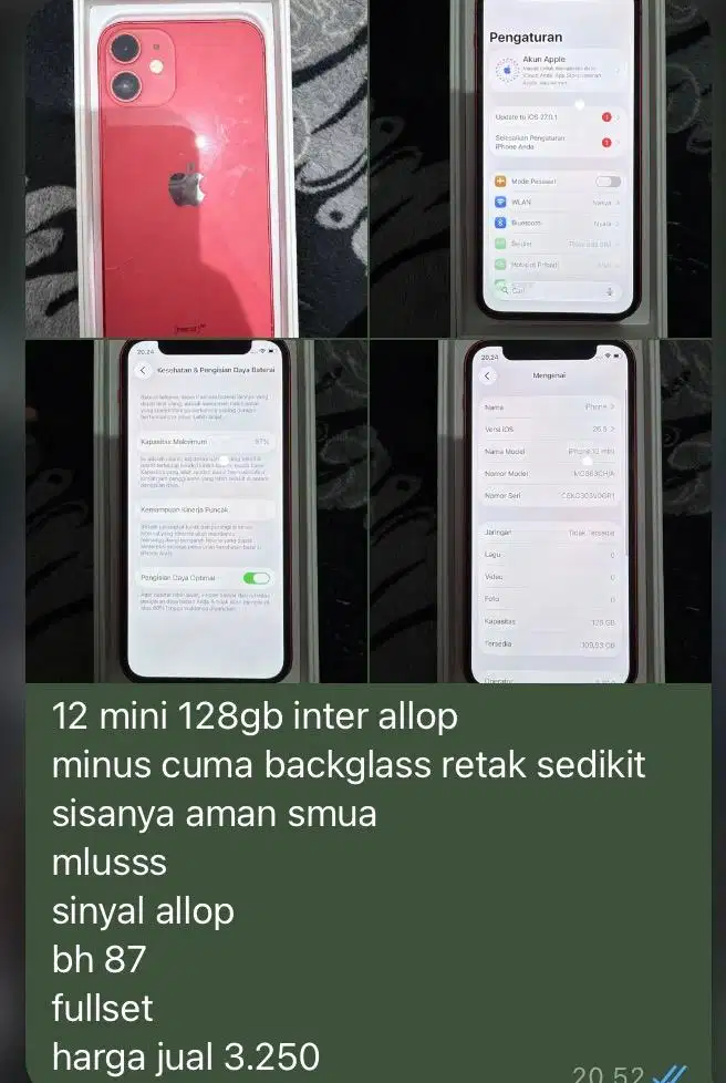 jual ip 12 mini 128gb inter
