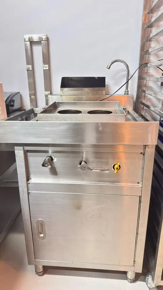 commercial gas noodle cooker / noodle boiler stainless steel 4 lubang