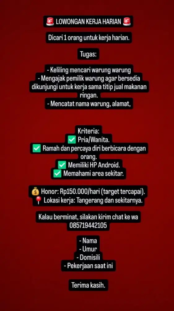 Freelance canvasing makanan ringan