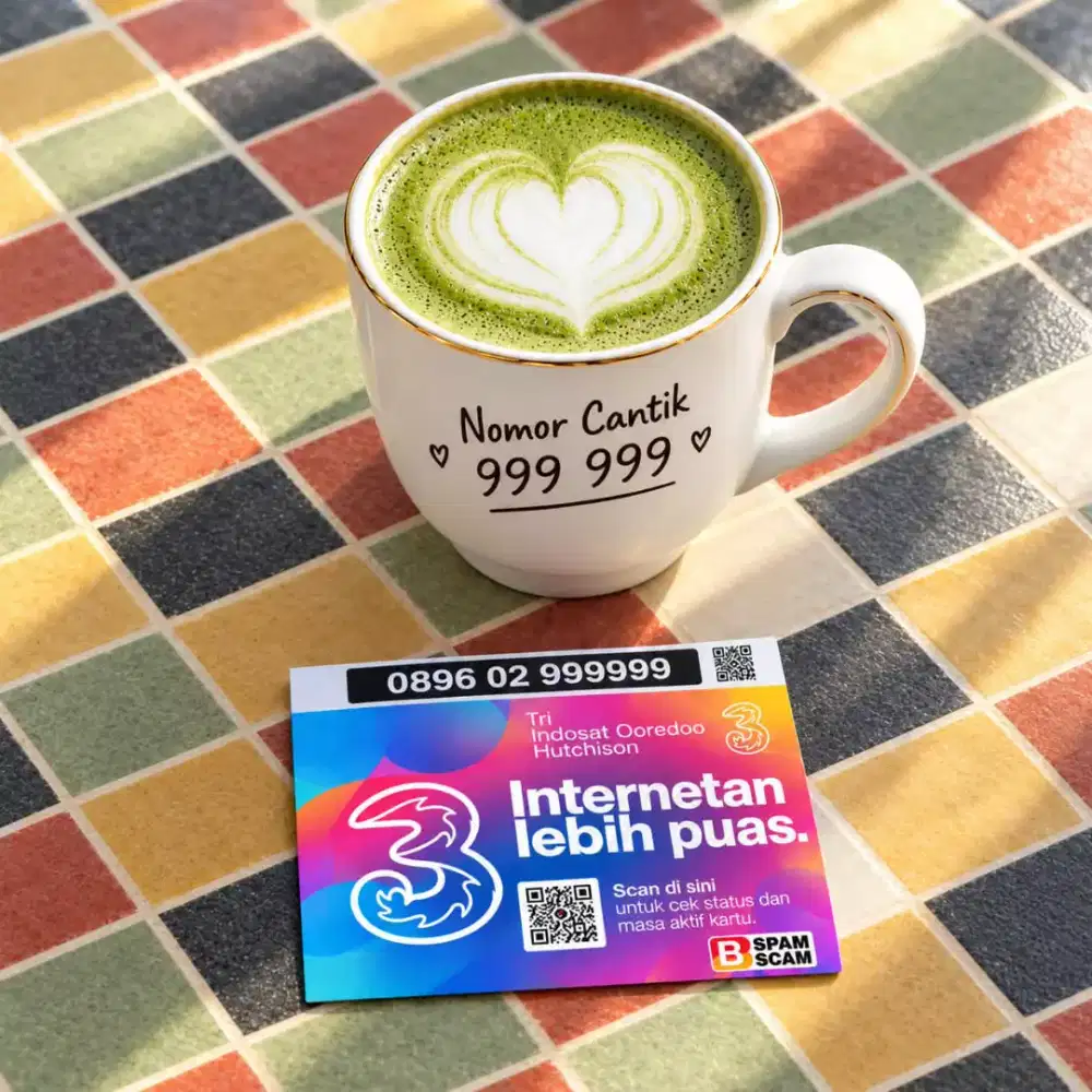 (bisa COD) Nomor CANTIK kartu TRI INDOSAT HOKI Hexa 999 999