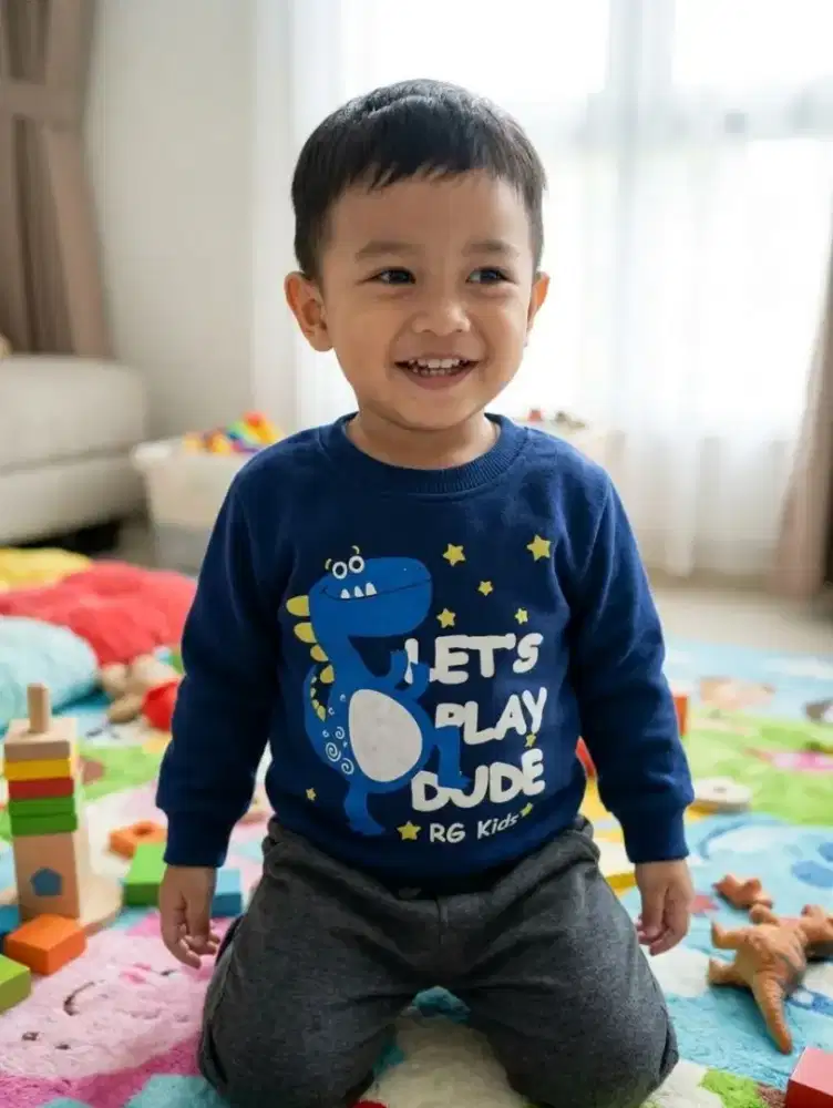 PL Baju Panjang Switer Balita Anak Laki-Laki Perempuan Navy Dongker