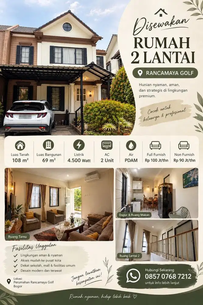Di sewakan Rumah Rancamaya Golf