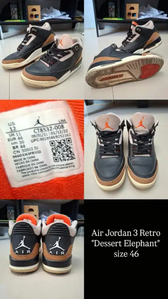 Sepatu Basket Air Jordan 3 Retro Dessert Elephant